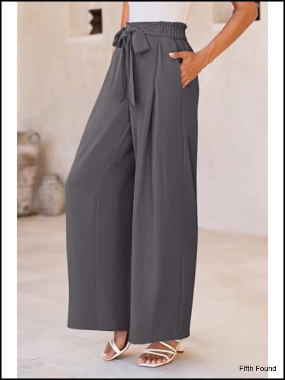 High Waisted Wide Leg Work Pants Palazzo Trousers with Pockets